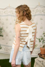 Load image into Gallery viewer, STRIPE BACK TIE SLEEVELESS KNIT SWEATER: BLACK
