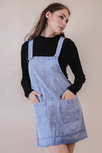Load image into Gallery viewer, Washed Denim Overall Mini Dress: BLACK
