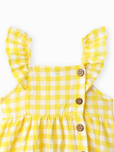 Load image into Gallery viewer, Single-Piece Baby Girl Plaid and Lemon Fruit-Themed Dress: Pale Yellow / 18-24 Months
