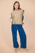 Load image into Gallery viewer, Side Tie Detail Knit Sweater Vest Top: OATMEAL
