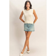 Load image into Gallery viewer, Eyelet Sleeveless Knit Top: CREAM
