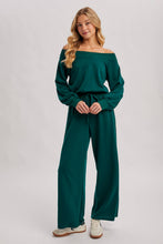Load image into Gallery viewer, WIDE NECK OFF THE SHOULDER KNIT JUMPSUIT: IVORY
