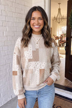 Load image into Gallery viewer, LAS Patchwork Floral Print Mock Neck Sweatshirt (S-XL): Khaki / M
