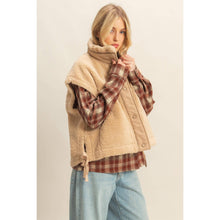 Load image into Gallery viewer, Cozy Sherpa Vest Jacket with Tie-Up Side Details: BROWN
