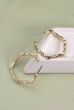 Load image into Gallery viewer, HAMMERED HEXAHON HOOP EARRINGS | Gold
