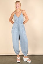 Load image into Gallery viewer, Mineral Washed Cotton Gauze Casual Jumpsuit: SAGE
