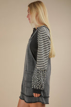 Load image into Gallery viewer, Washed Denim Overall Mini Dress: BLACK
