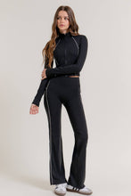 Load image into Gallery viewer, Long Sleeve Piping Detail Active Wear Jacket: GRN-jade green/off white / L
