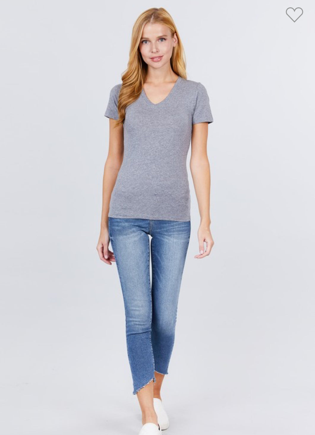 Heather Grey Basic V Neck