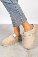 Load image into Gallery viewer, WOMENS FAUX SUEDE STRAPPY CLOGS SLIP ON MULES SLIPPERS: Khaki
