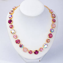 Load image into Gallery viewer, Multi-Tone Pink and Purple Crystal Tennis Necklace| Gold
