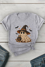 Load image into Gallery viewer, Halloween Trick or Treat Ghost Unisex Round Neck Tee: Heather Grey / S / Graphic T-Shirt
