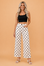 Load image into Gallery viewer, PRETTY BASH Polka Dot Patch Pocket Wide Leg Pants: White / M
