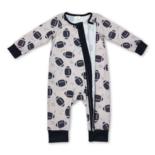 Load image into Gallery viewer, Long sleeves football baby kids bamboo zipper romper
