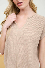 Load image into Gallery viewer, SPLIT NECK SHORT SLEEVE KNIT PULLOVER: PEACH
