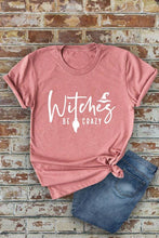 Load image into Gallery viewer, Witches be crazy, Halloween, Unisex Round Neck T-Shirt: Black/Orange / S
