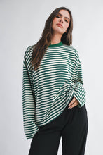 Load image into Gallery viewer, Oversized Stripe Long Sleeve Top: Chocolate / Contemporary
