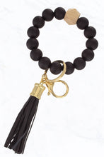 Load image into Gallery viewer, Color Silicone Beaded Key Ring Keychain: Nude Grey
