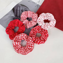 Load image into Gallery viewer, Polka Dot Gingham Checker Floral Scrunchie | RED (One will be chosen at random)
