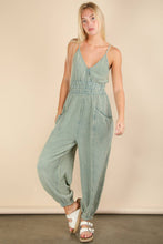 Load image into Gallery viewer, Mineral Washed Cotton Gauze Casual Jumpsuit: SAGE
