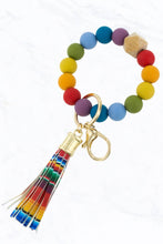 Load image into Gallery viewer, Color Silicone Beaded Key Ring Keychain: Nude Grey
