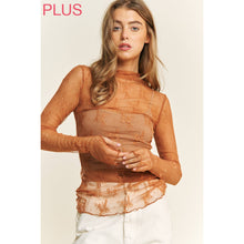 Load image into Gallery viewer, PLUS MESH LACE HIGH NECK DESIGN LONG SLEEVE FITTED TOP: Off White

