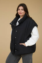 Load image into Gallery viewer, PLUS OVERSIZED SNAP BUTTON PUFFER VEST : DARK BROWN
