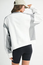 Load image into Gallery viewer, Colorblock Terry Pullover Sweatshirt: White Heather Gray / Contemporary
