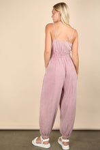 Load image into Gallery viewer, Mineral Washed Cotton Gauze Casual Jumpsuit: SAGE
