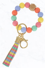 Load image into Gallery viewer, Color Silicone Beaded Key Ring Keychain: Nude Grey
