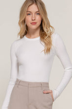 Load image into Gallery viewer, Long Sleeve Crew Neck Viscose Rib Sweater: Wht-Off White
