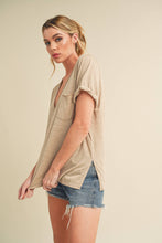 Load image into Gallery viewer, Zoie V-Neck Short Sleeve Top: Oat / Contemporary
