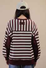 Load image into Gallery viewer, NT12310-Oversized Striped Half Button Down Casual Knit Top: YELLOW/BLUE / S-M-L/2-2-2

