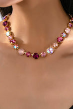 Load image into Gallery viewer, Multi-Tone Pink and Purple Crystal Tennis Necklace| Gold
