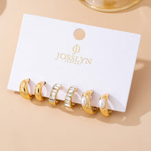 Load image into Gallery viewer, Pearl &amp; Baguette Huggie Hoop Trio Earring Set | 80E61741: GOLD
