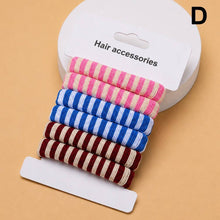 Load image into Gallery viewer, Striped Terry Hair Ties 6-Pc Set | Pink/Blue/Tan
