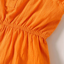 Load image into Gallery viewer, Toddler Girl Bowknot Stripe/Floral Print/Orange Cami Romper: Orangewhite / 18-24 Months
