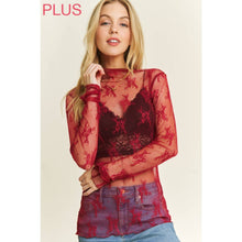 Load image into Gallery viewer, PLUS MESH LACE HIGH NECK DESIGN LONG SLEEVE FITTED TOP: Off White
