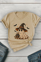 Load image into Gallery viewer, Halloween Trick or Treat Ghost Unisex Round Neck Tee: Heather Grey / S / Graphic T-Shirt
