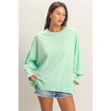 Load image into Gallery viewer, Oversized Seam Detail Long Sleeve Top: BLUE
