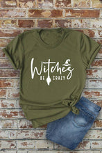 Load image into Gallery viewer, Witches be crazy, Halloween, Unisex Round Neck T-Shirt: Black/Orange / M
