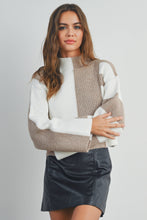 Load image into Gallery viewer, Color Block Mock Turtleneck Sweater: NAVY / IVORY
