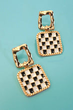 Load image into Gallery viewer, DOUBLE SQUARE CHEKER DROP EARRINGS | 80E6941: GOLD
