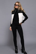 Load image into Gallery viewer, Reversible Faux Leather-Sherpa Contrast Padding Crop Vest: BLK-black
