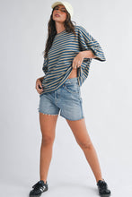 Load image into Gallery viewer, Oversized Stripe Boyfriend Tee: Tan / Contemporary
