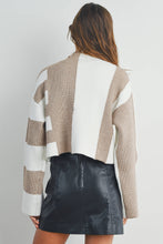 Load image into Gallery viewer, Color Block Mock Turtleneck Sweater: NAVY / IVORY
