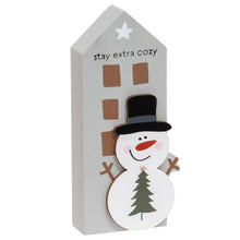 Load image into Gallery viewer, Chunky Wooden Snowman House Sitter, 1 snowman house sitter
