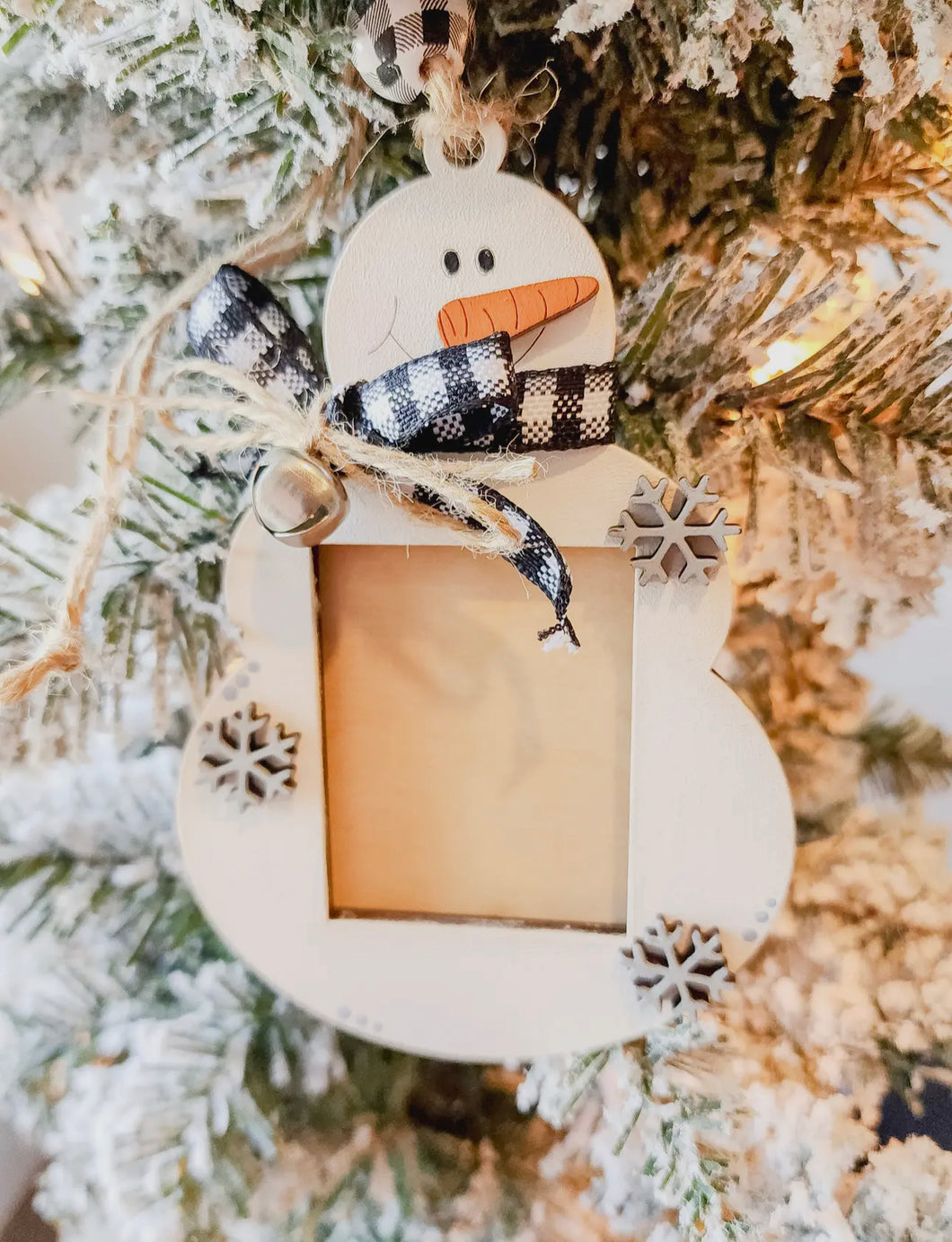 Snowman ornament with picture slot