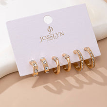 Load image into Gallery viewer, Gold-Tone Crystal Huggie Hoop Earring Set | 80E61880: SET
