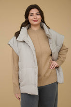 Load image into Gallery viewer, PLUS OVERSIZED SNAP BUTTON PUFFER VEST : DARK BROWN
